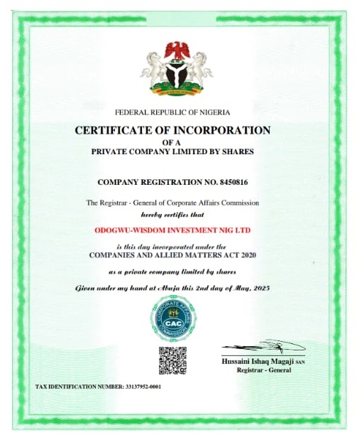 ODOGWU-WISDOM CAC Certificate